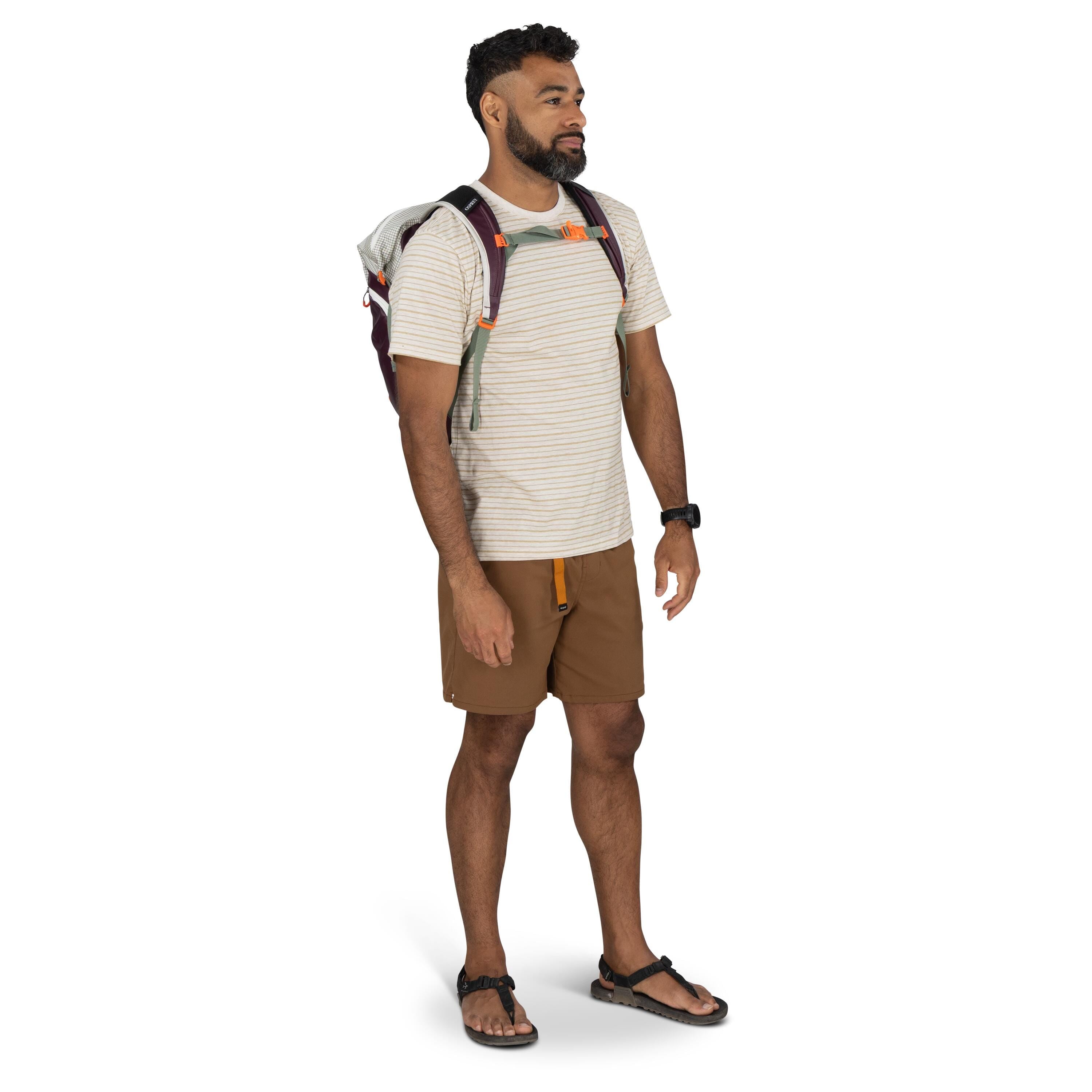 Osprey Transporter Zinch Backpack 22L in Mystery White-Moody Burgundy — lifestyle