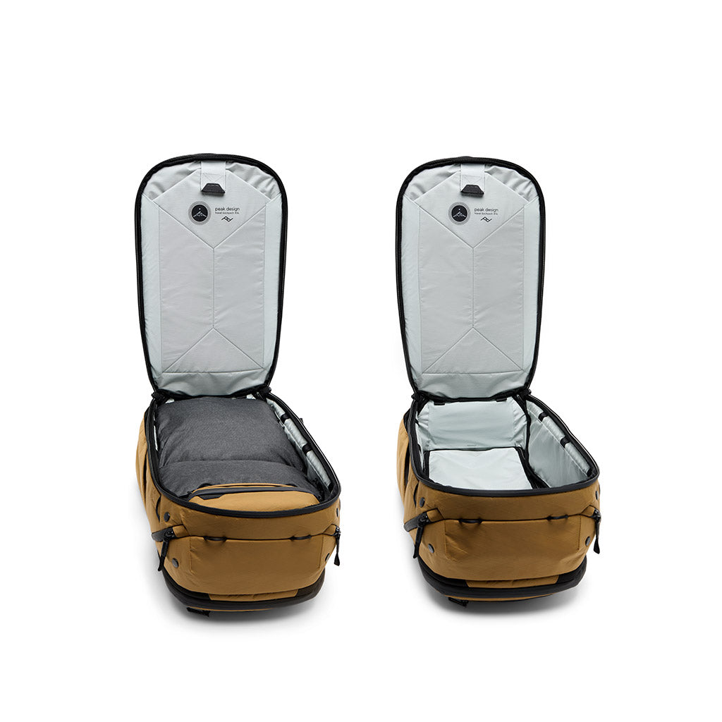 Peak Design Travel Backpack 45L in Coyote — interior view