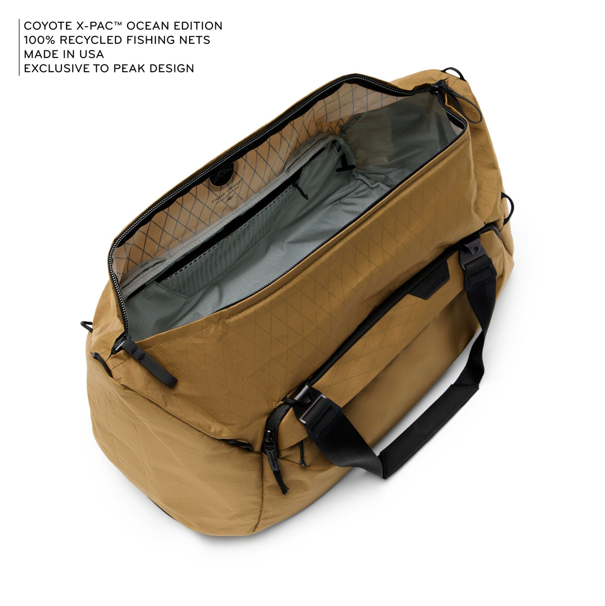 Peak Design Travel Duffel 35L in Coyote — angle view 2 # color_Coyote