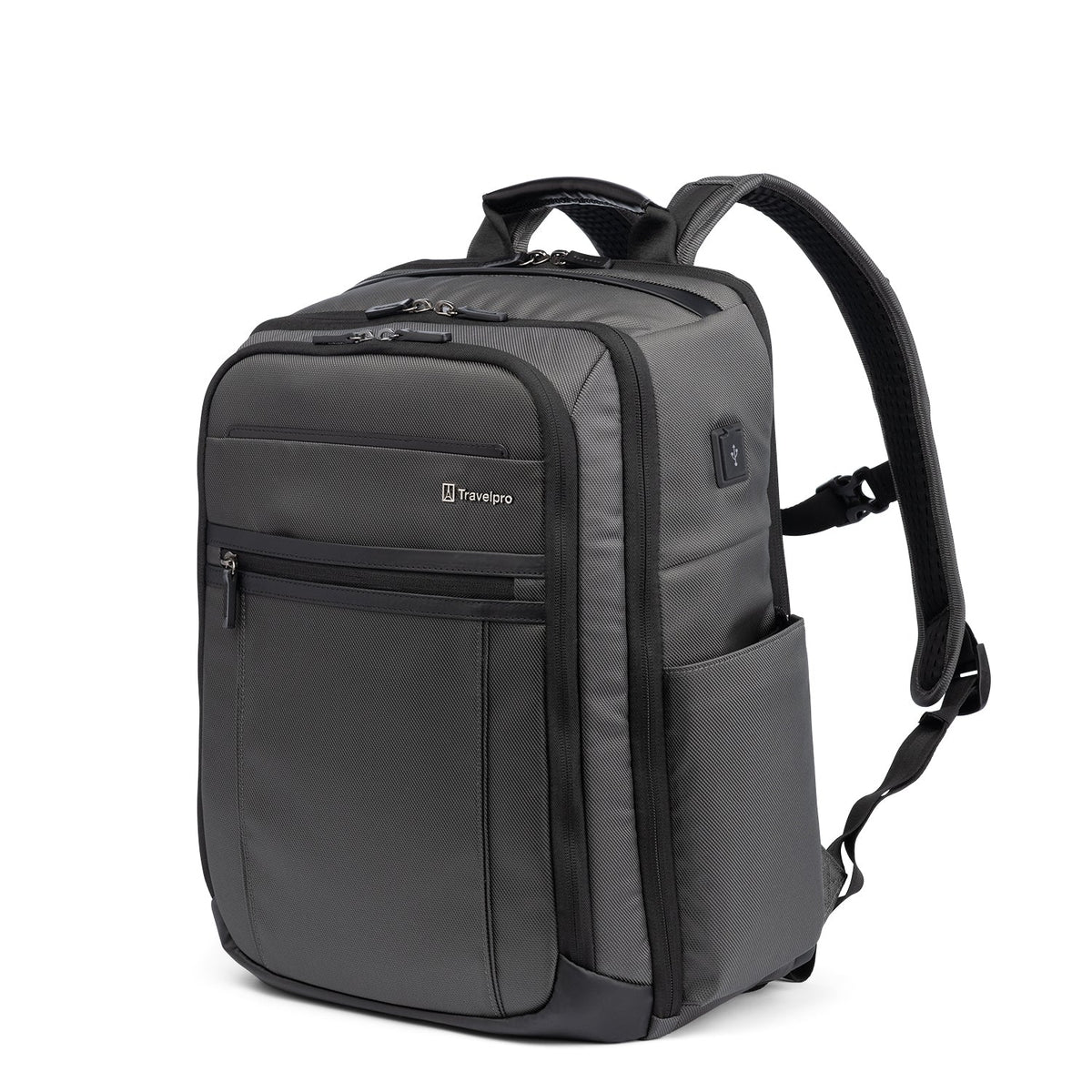 Travelpro Crew Executive Choice 3 Large Travel Backpack in Grey — angle view 2