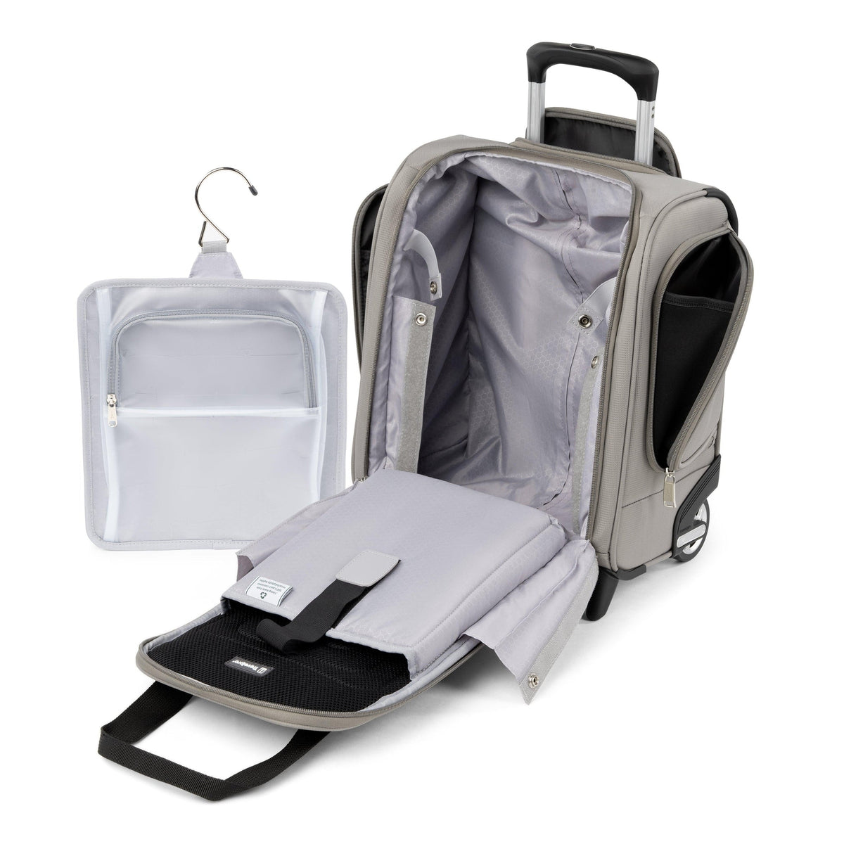 Travelpro Maxlite 5 Carry-On Rolling Underseat Bag in Champagne — interior view
