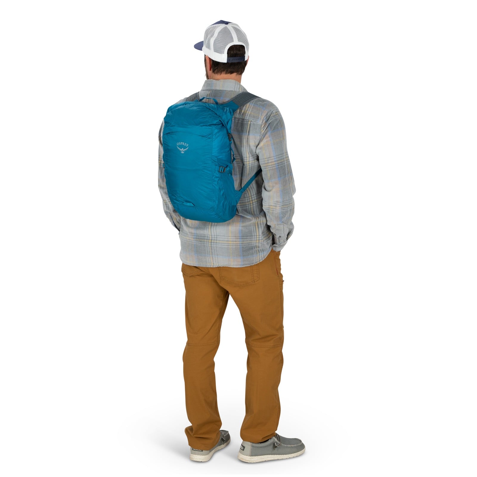 Osprey Ultralight Dry Stuff Pack 20L in Waterfront Blue — lifestyle 2