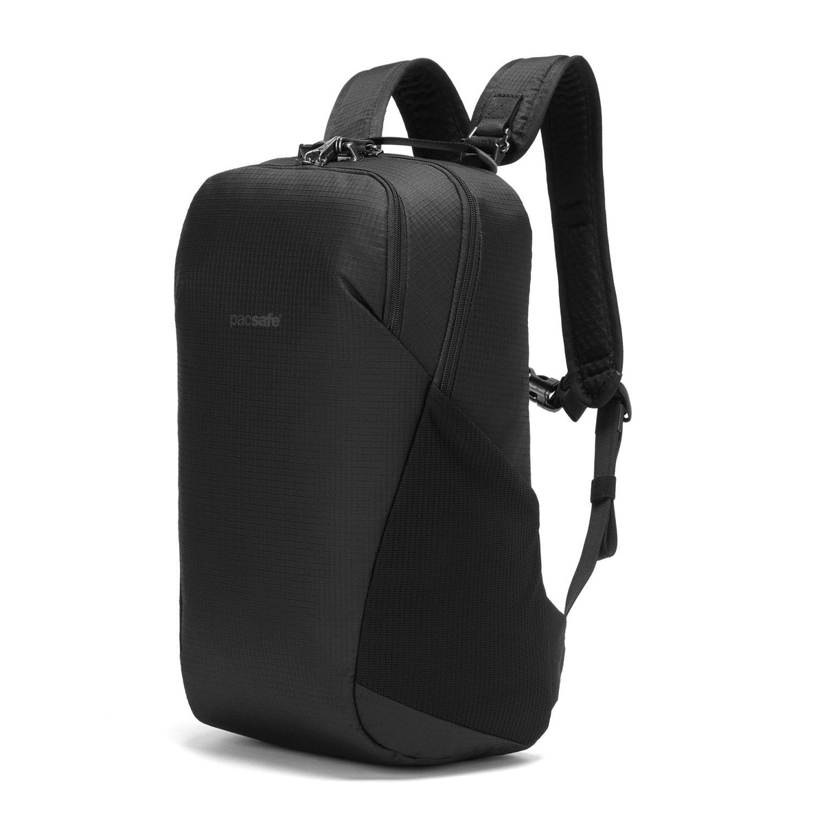 Pacsafe Vibe 20L Anti-Theft Backpack in Jet Black — angle view
