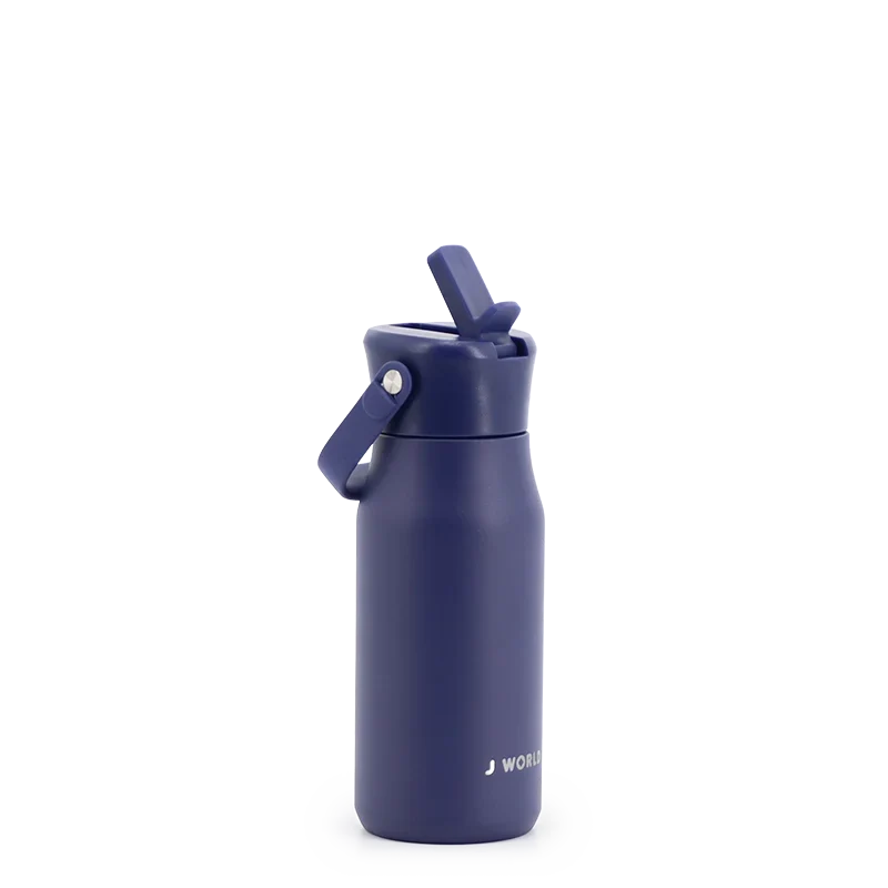 J World Flowee 14oz Insulated Water Bottle in Navy — angle view 2 # color_Navy