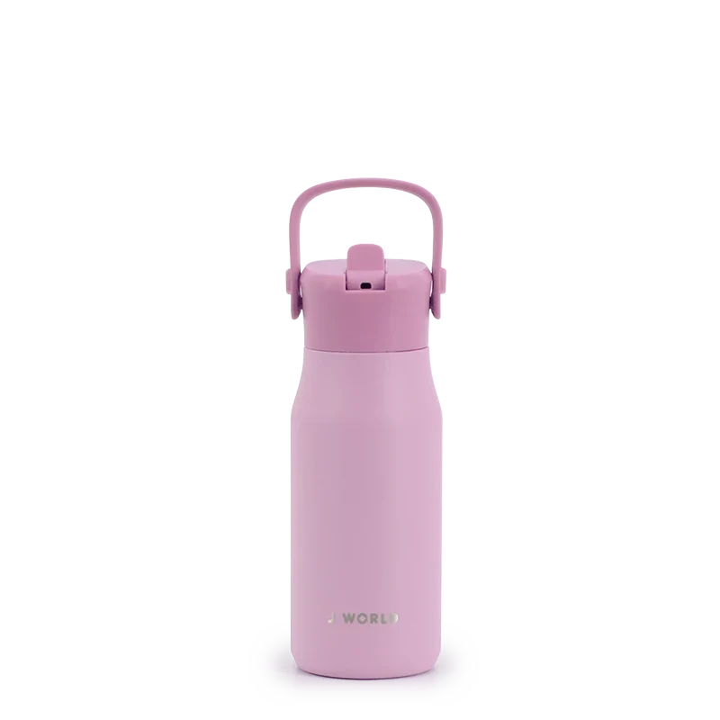 J World Flowee 14oz Insulated Water Bottle in Pink — front view # color_Pink