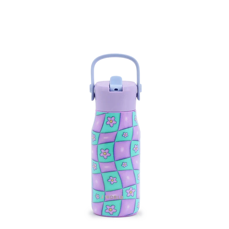J World Flowee 14oz Insulated Water Bottle in Puffy Flower — front view # color_Puffy Flower