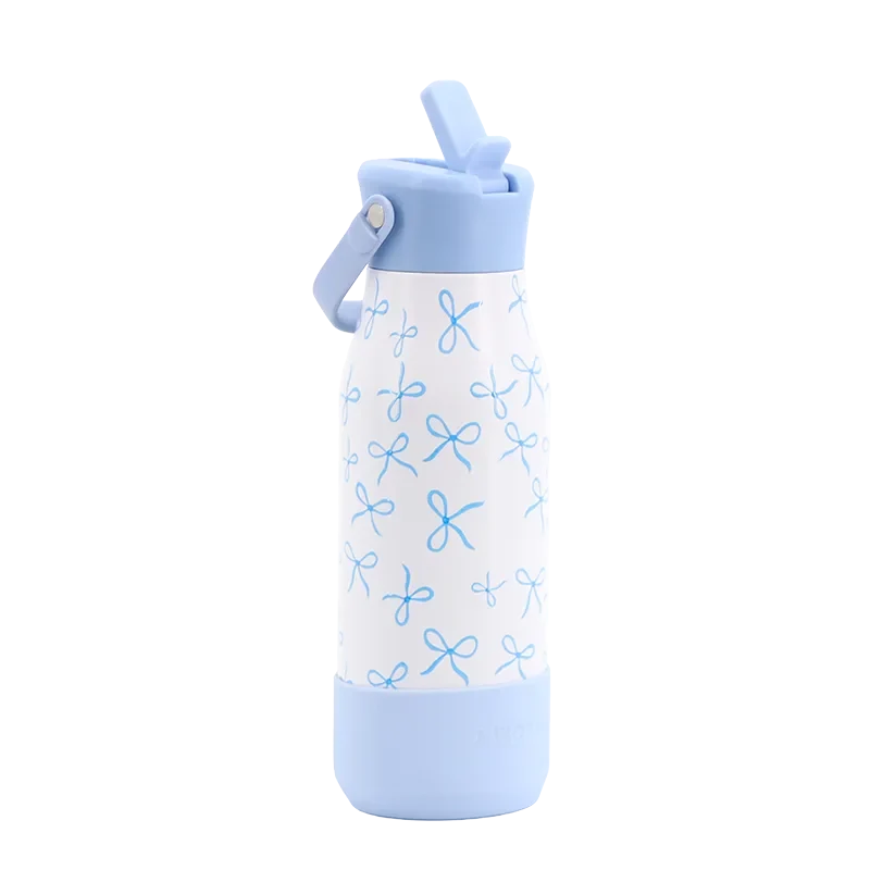J World Flowee 22oz Insulated Water Bottle in Blue Bows — angle view 2 # color_Blue Bows