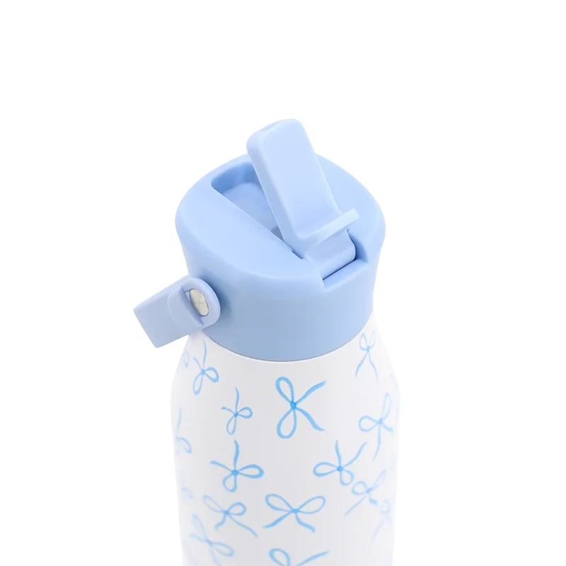 J World Flowee 22oz Insulated Water Bottle in Blue Bows — detail view # color_Blue Bows