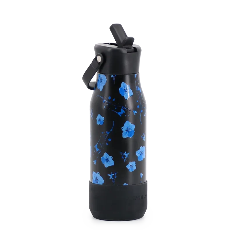 J World Flowee 22oz Insulated Water Bottle in Night Bloom — angle view 2 # color_Night Bloom