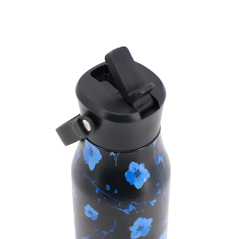 J World Flowee 22oz Insulated Water Bottle in Night Bloom — detail view # color_Night Bloom