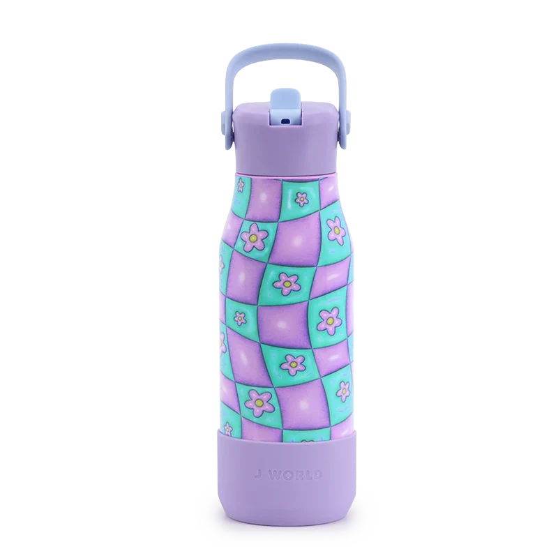 J World Flowee 22oz Insulated Water Bottle in Puffy Flower — front view # color_Puffy Flower