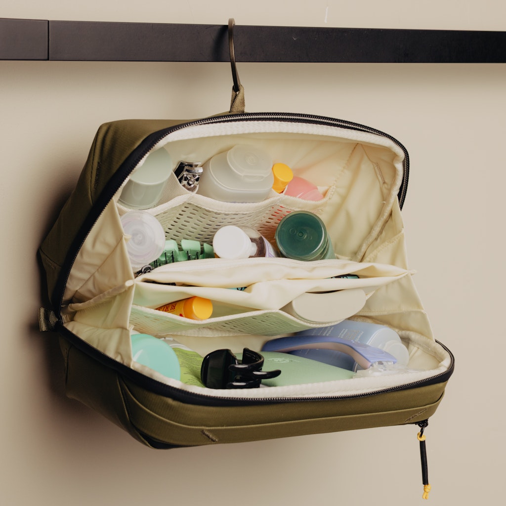 Peak Design Wash Pouch in Kelp — lifestyle