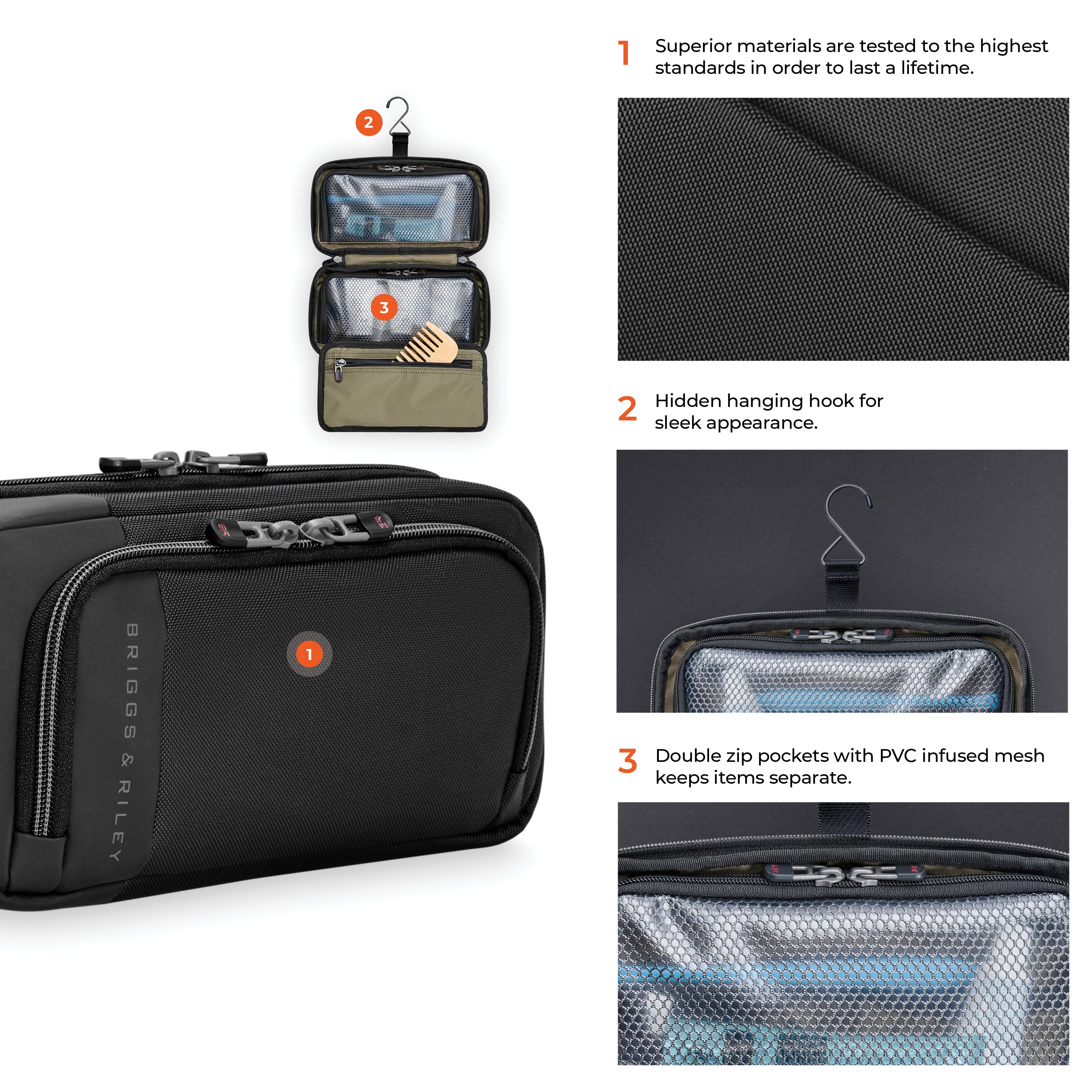 Briggs & Riley ZDX Hanging Toiletry Kit - Black
