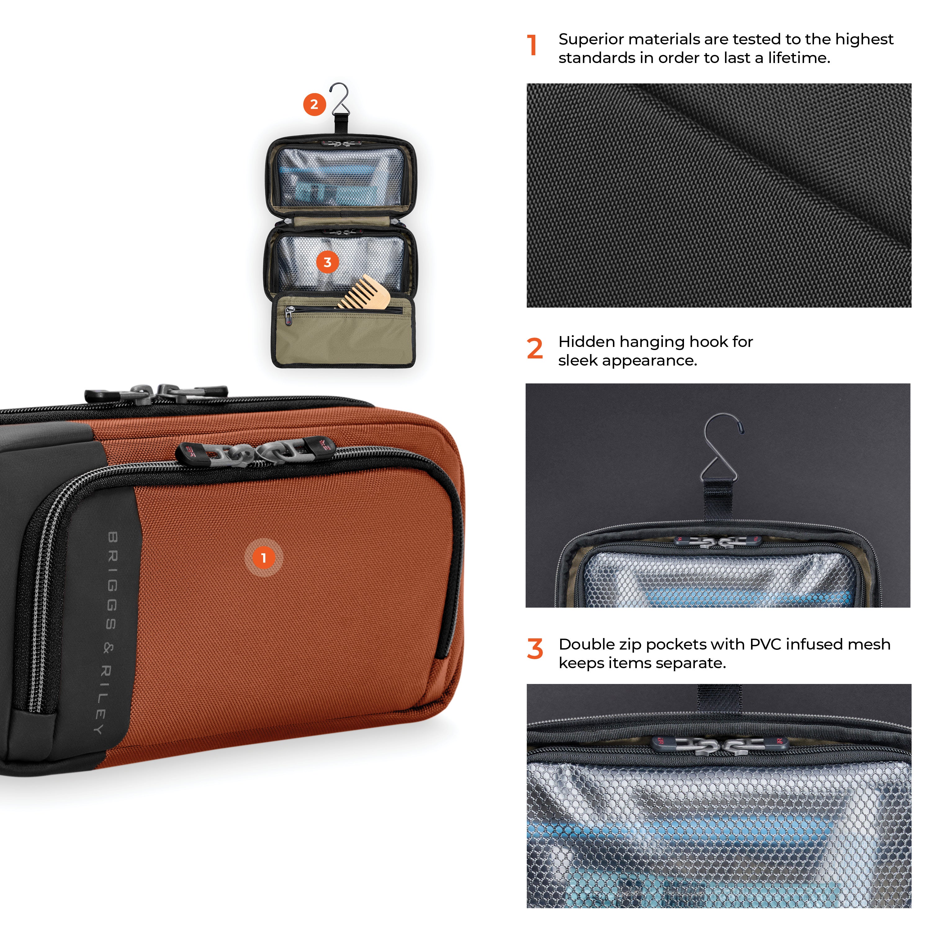 Briggs & Riley ZDX Hanging Toiletry Kit - Canyon