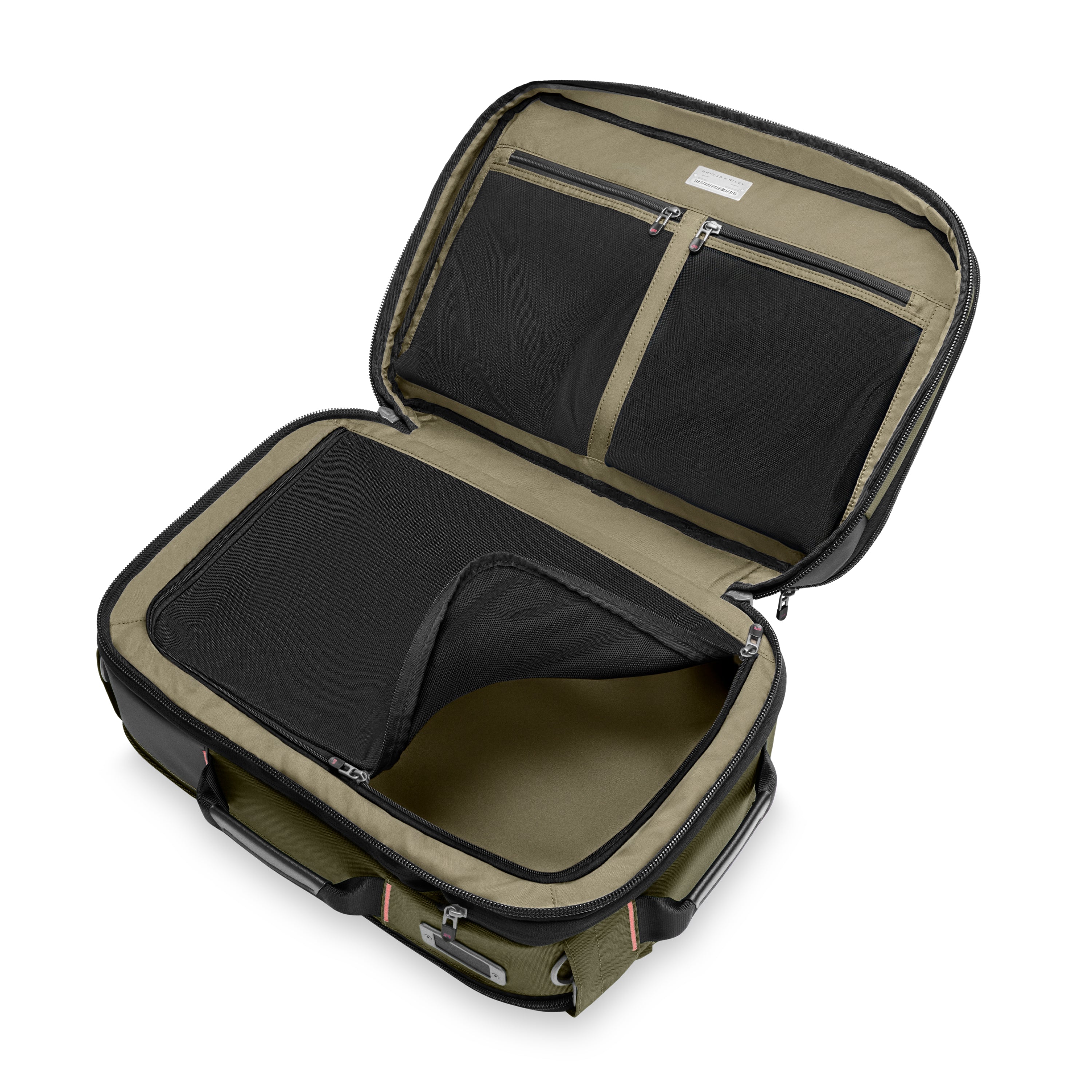 Briggs & Riley ZDX Medium Convertible Backpack Duffle in Hunter — interior view 3 # color_Hunter