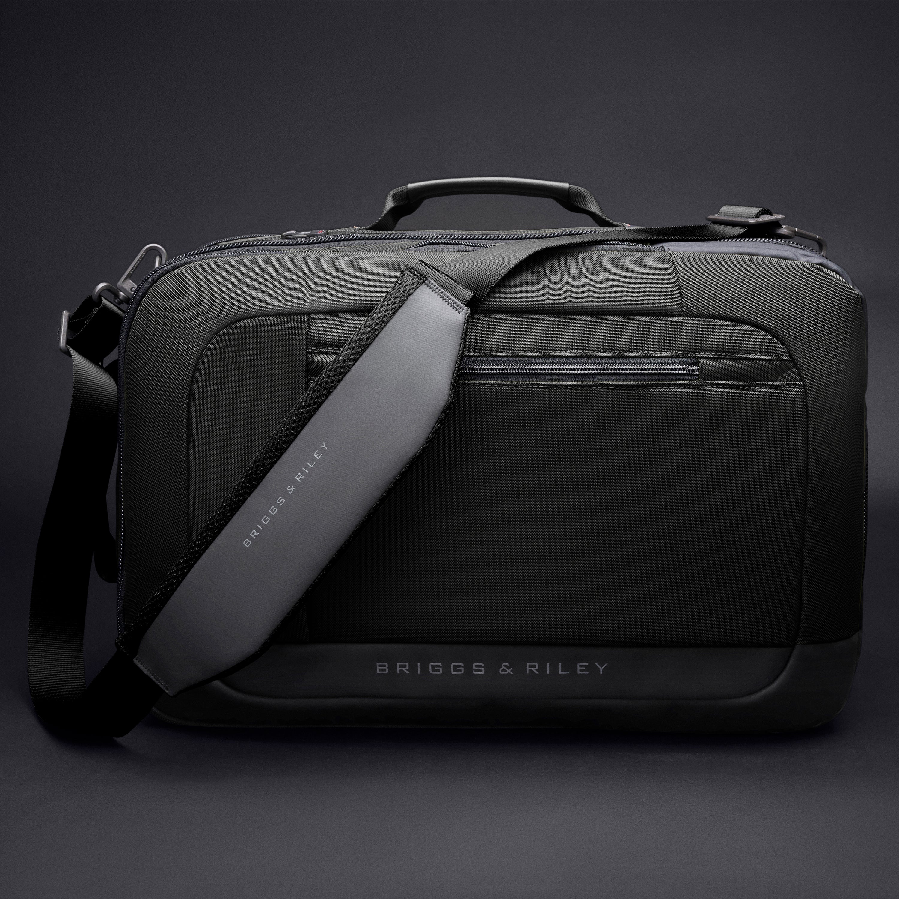 Briggs & Riley ZDX Medium Convertible Backpack Duffle in Black — angle view 5 # color_Black