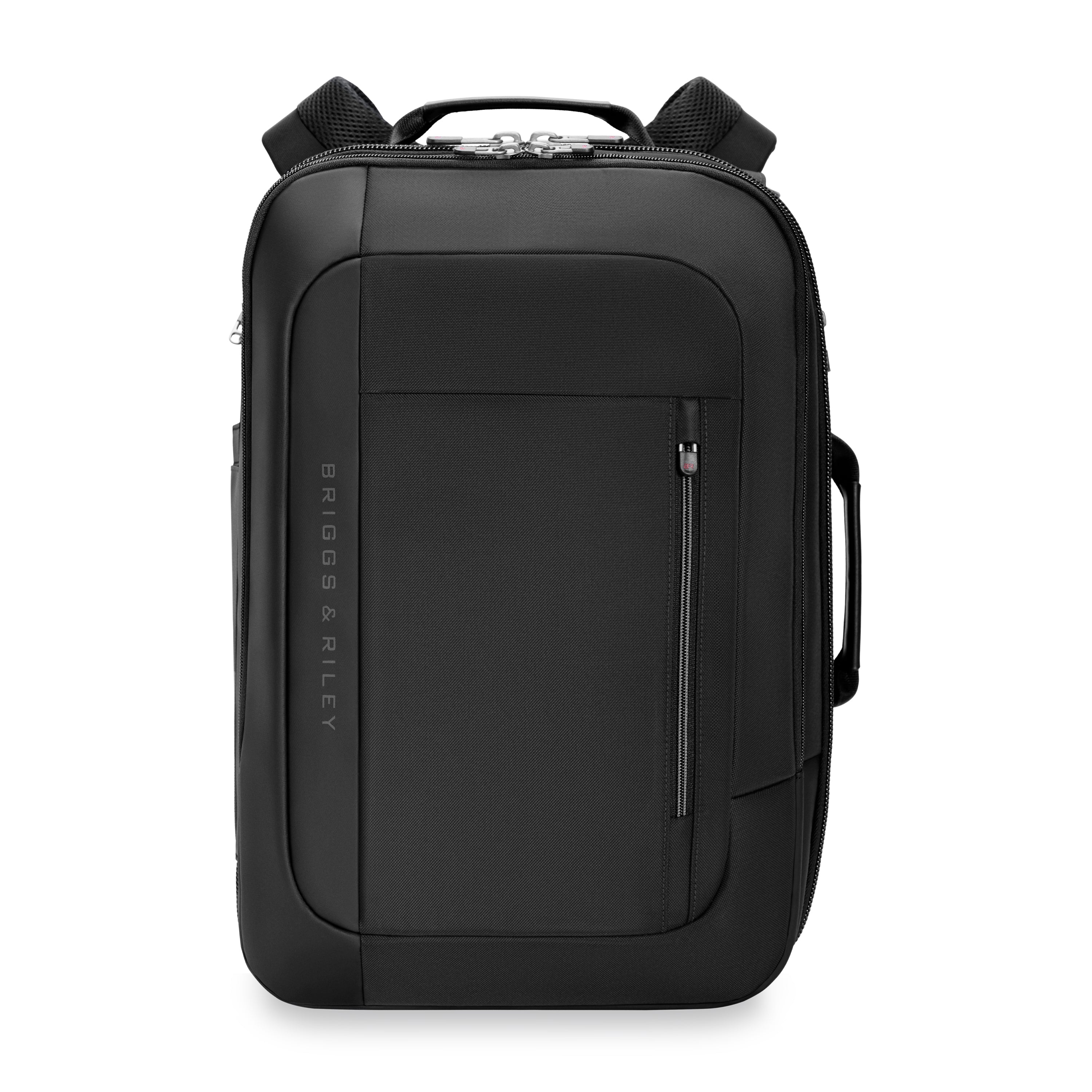 Briggs & Riley ZDX Medium Convertible Backpack Duffle in Black — front view # color_Black