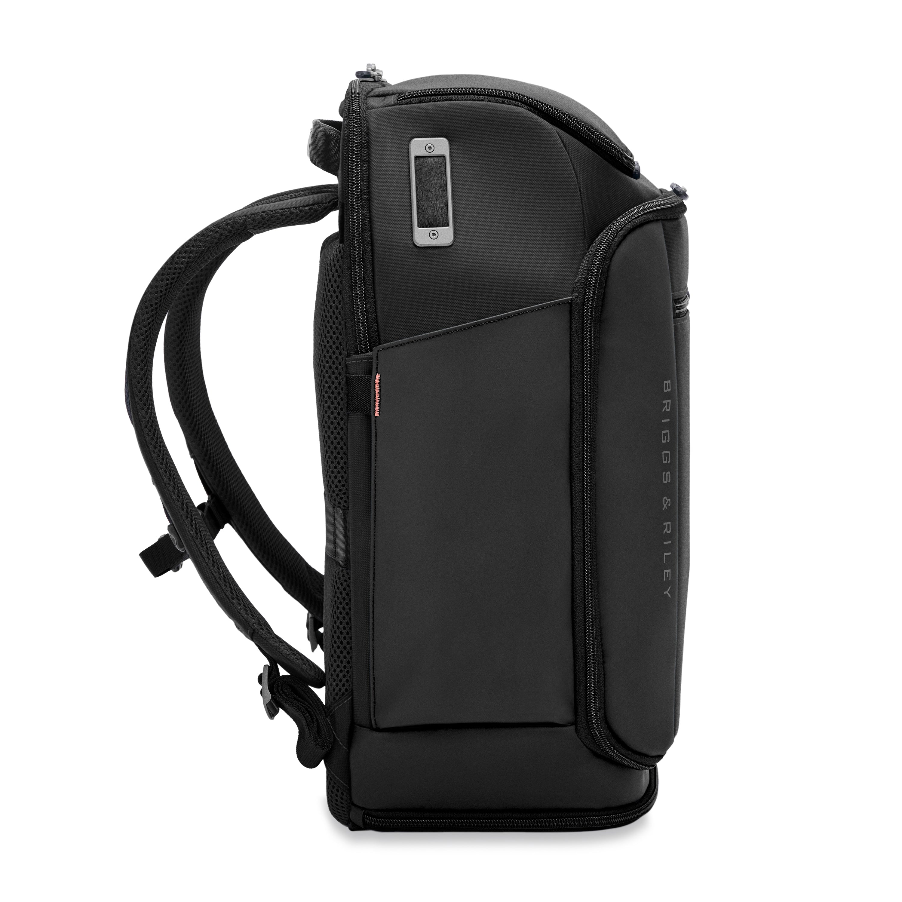 Briggs & Riley ZDX U-Zip Travel Backpack in Black — side view # color_Black