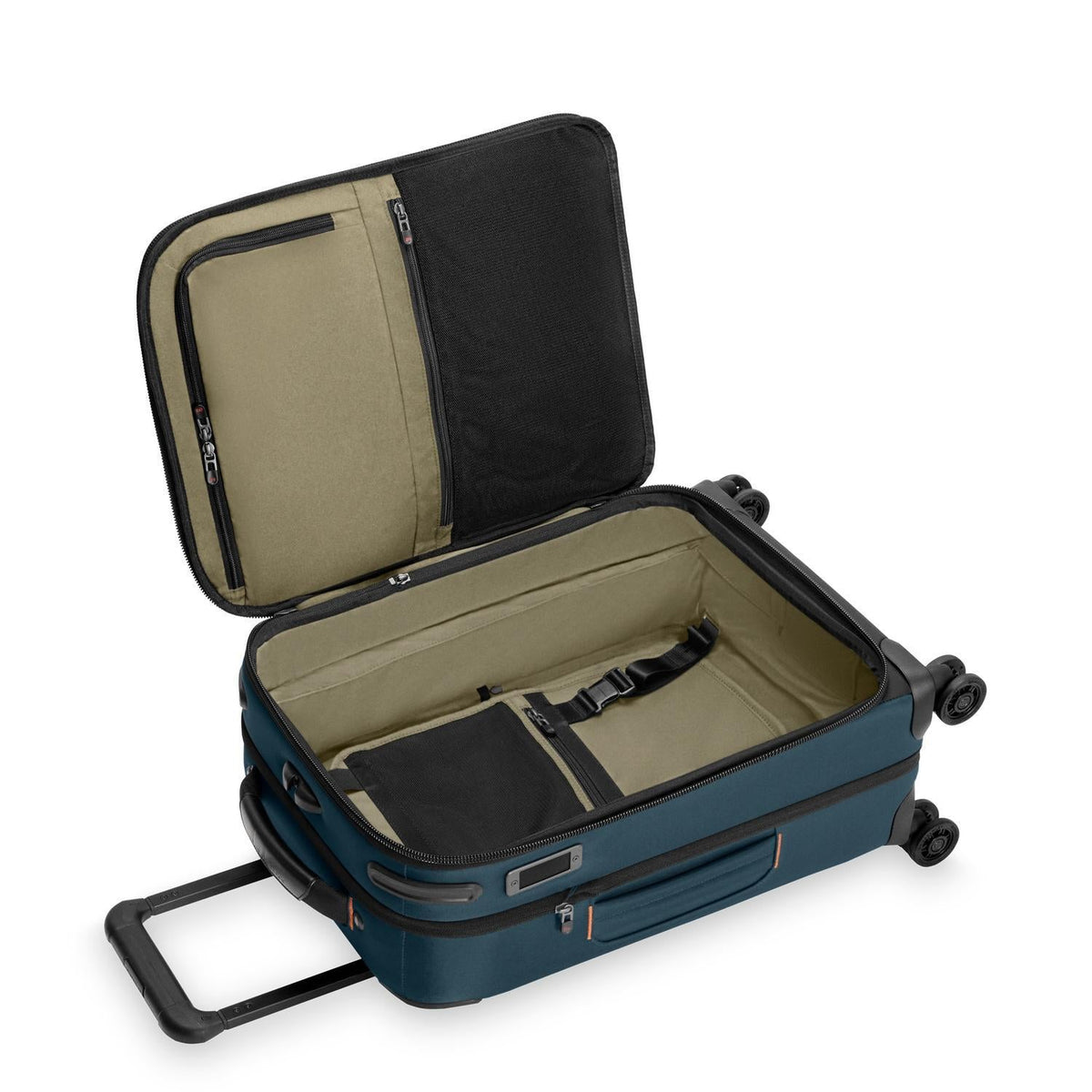 Briggs & Riley ZDX Essential 22" Carry-On Expandable Spinner in Ocean — interior view