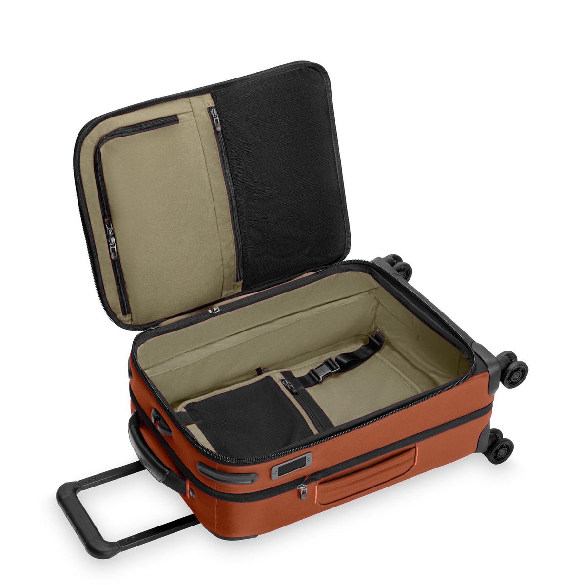 Briggs & Riley ZDX Essential 22" Carry-On Expandable Spinner in Canyon — interior view