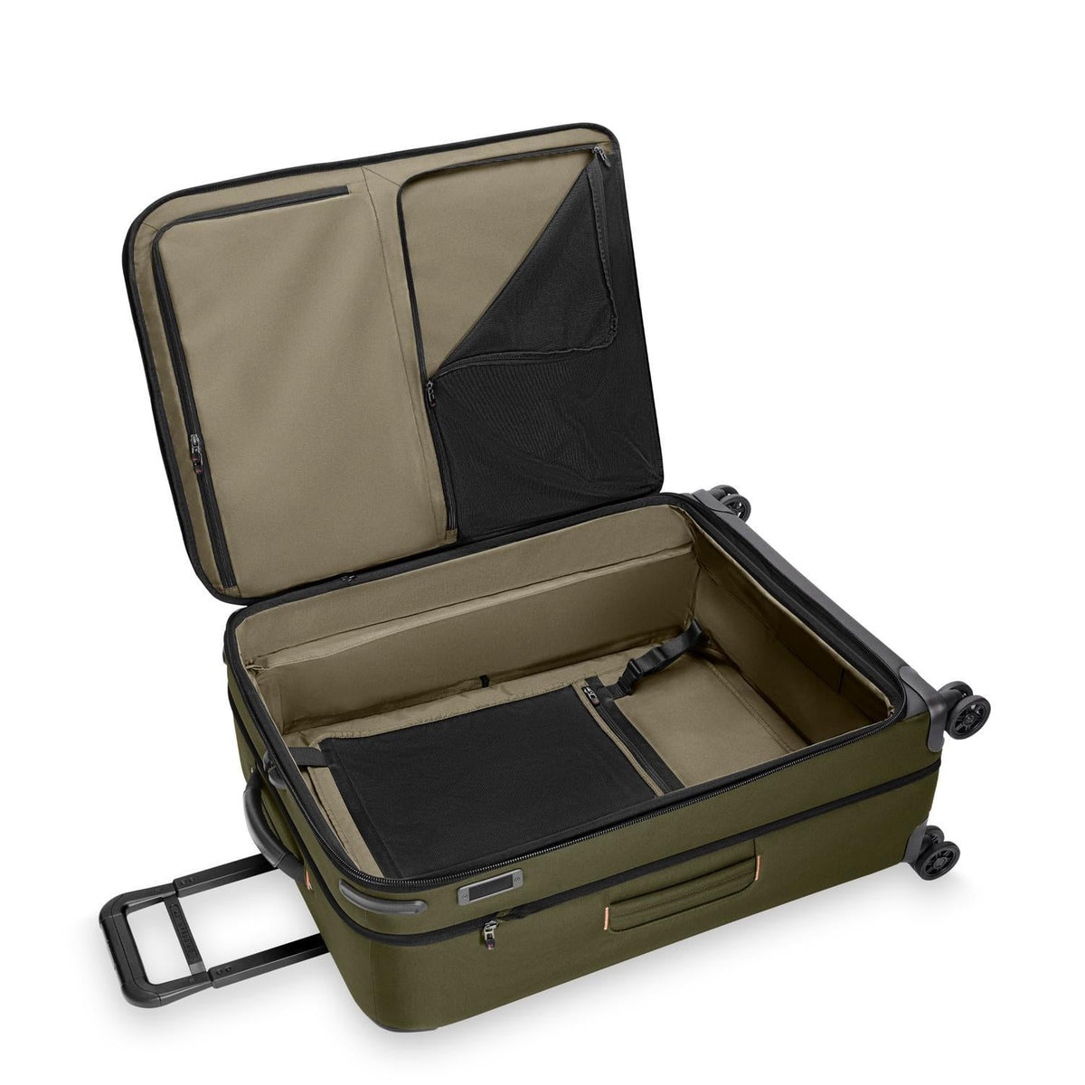 Briggs & Riley ZDX Large Expandable Spinner in Hunter — interior view