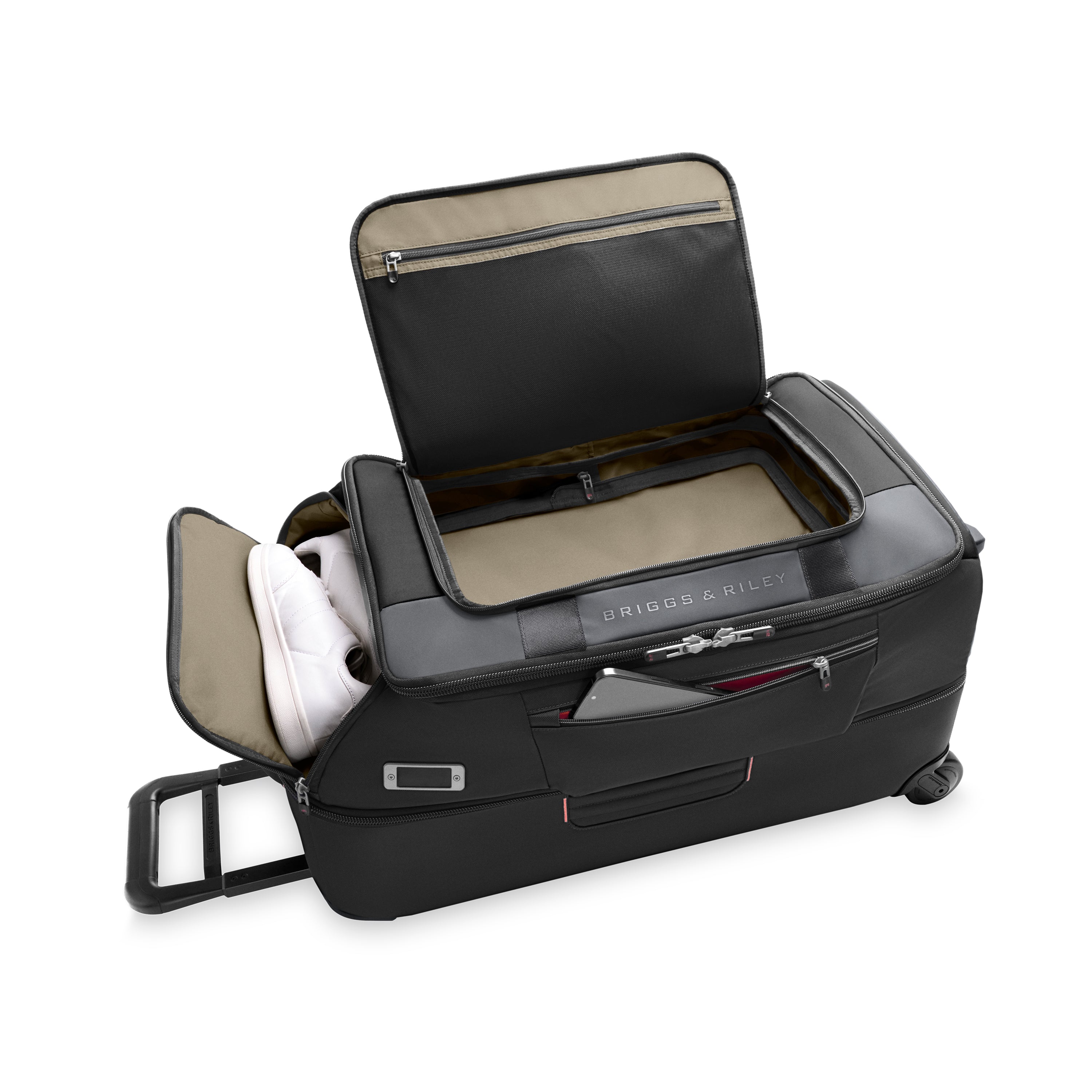 Briggs & Riley ZDX Medium 2-Wheel Duffle in Black — interior view 5 # color_Black