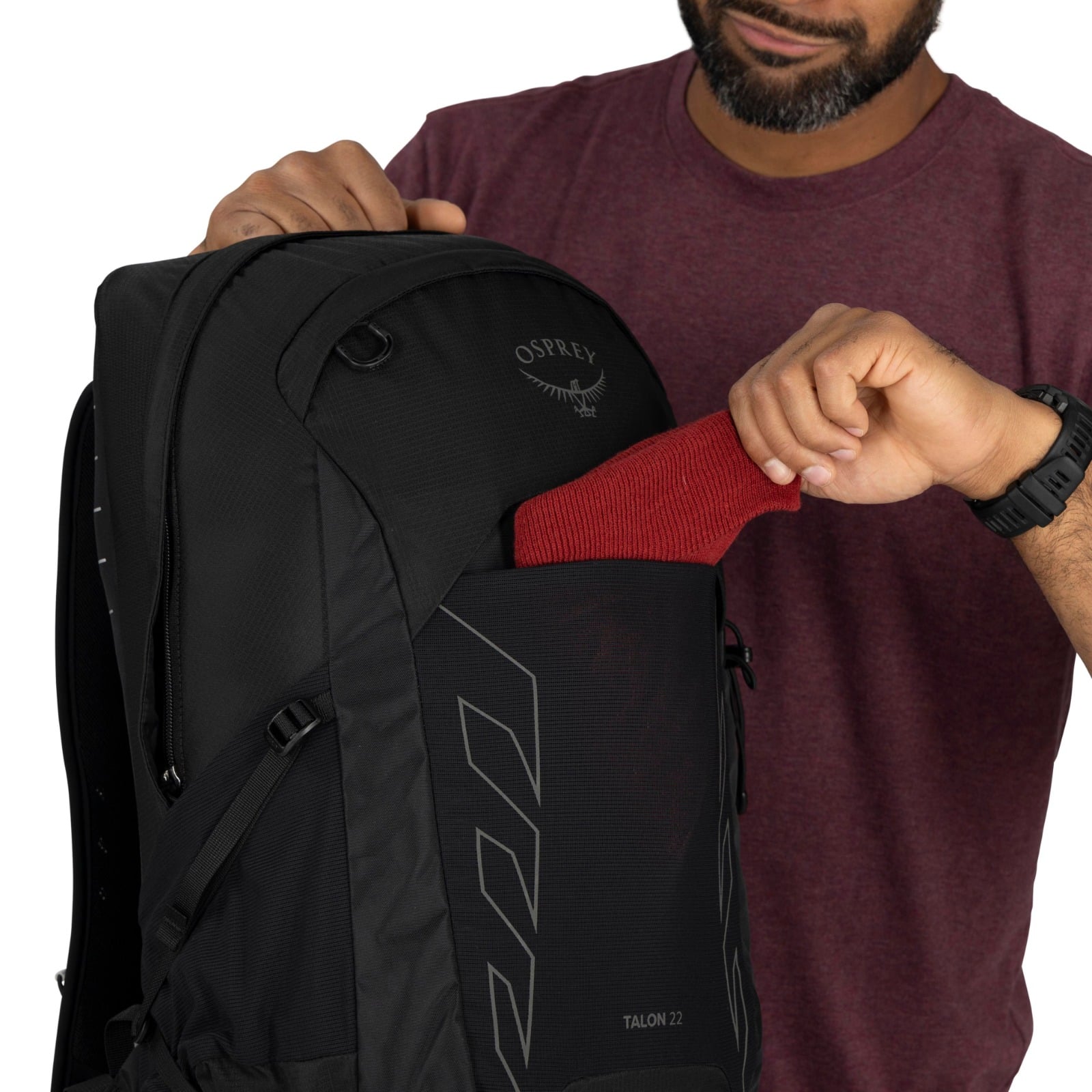 Osprey Talon 22 Hiking Backpack 22L in Black Coal Grey — detail view 4