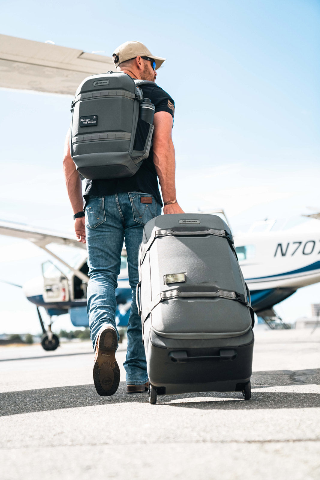 Pelican Aegis 32" Check-In 2-Wheel Rolling Hybrid Duffel in Charcoal — angle view 3 # color_Charcoal