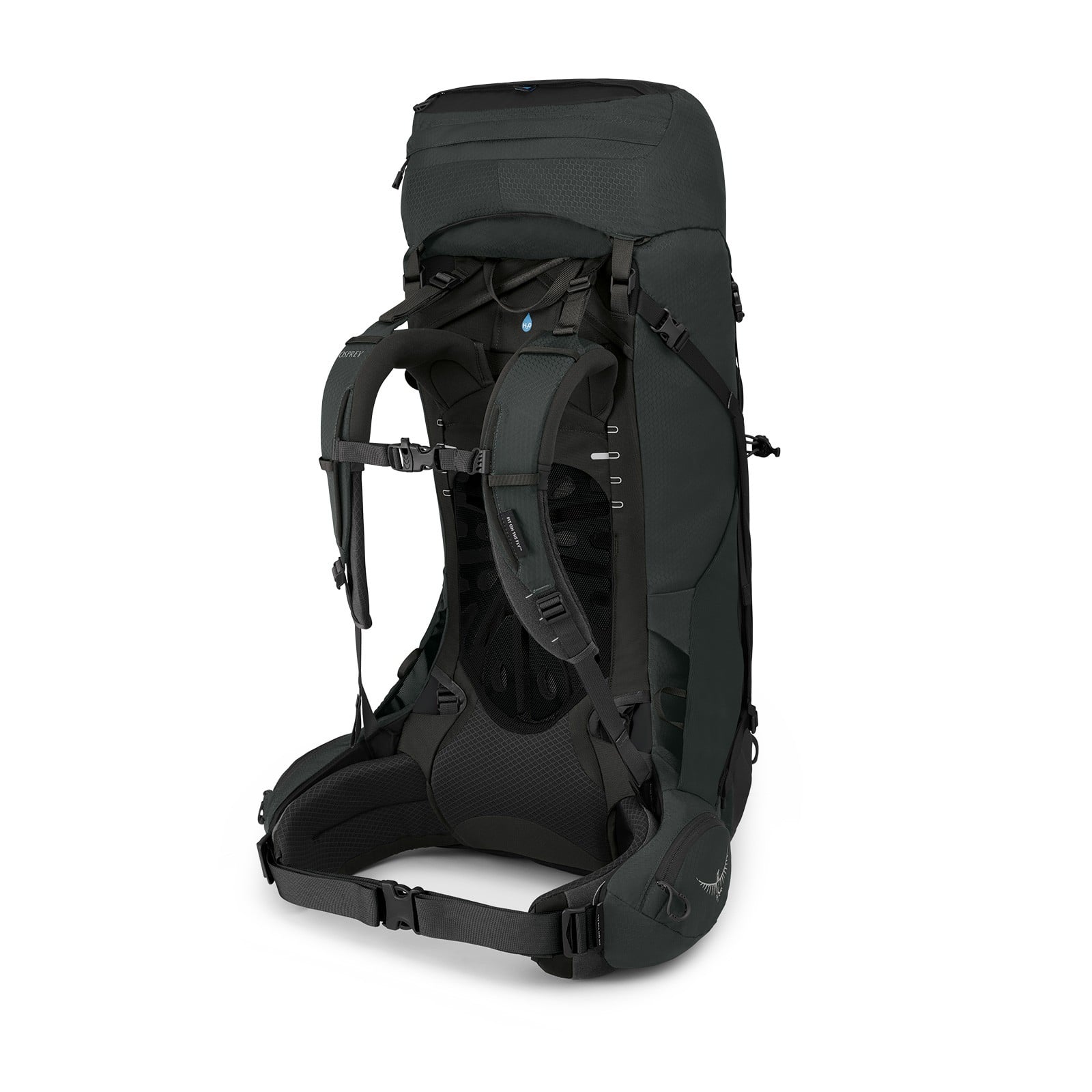 Osprey Aether 55 Hiking Backpack 55L in Black — angle view 2
