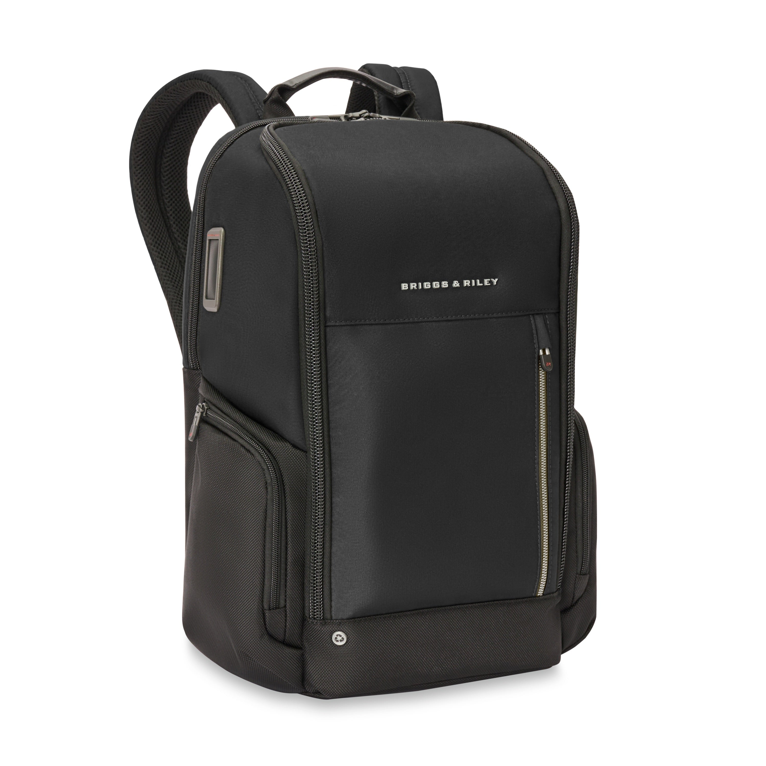 Briggs & Riley HTA Medium Widemouth Backpack in Black — back view 3 # color_Black