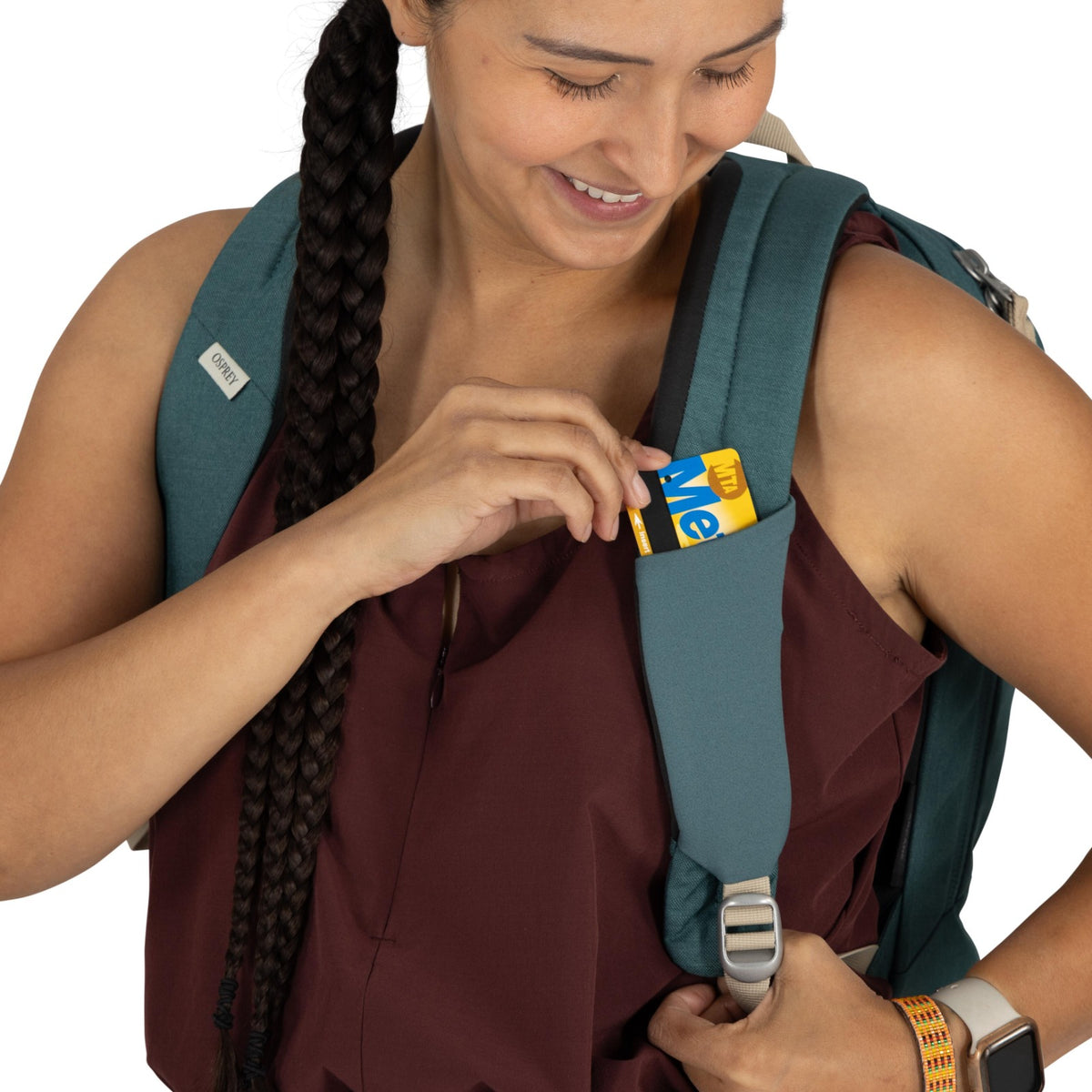 Osprey Arcane Small Daypack 12L in Cascade Blue Heather — detail view 2