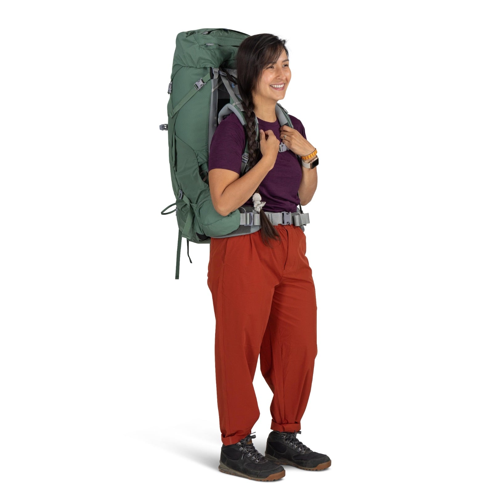 Osprey Ariel 55 Women's Hiking Backpack 55L in Koseret Green — lifestyle
