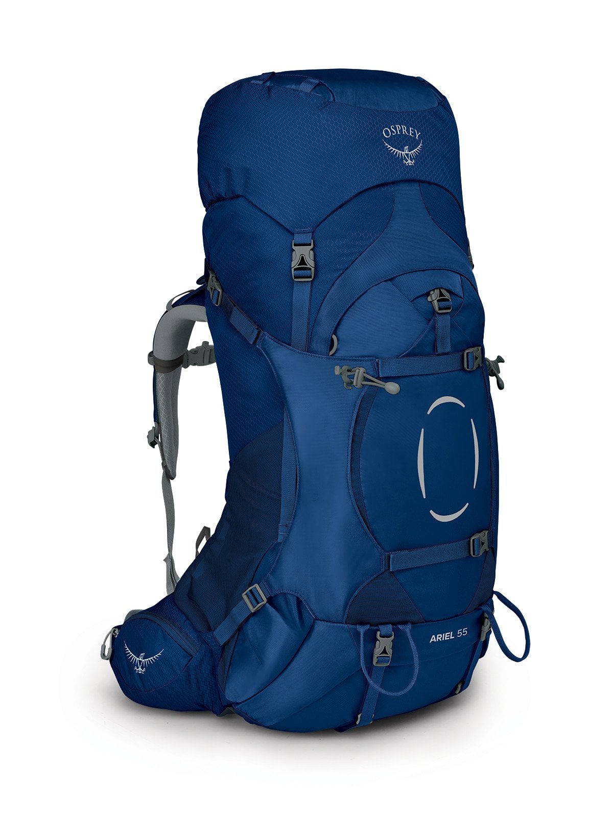 Osprey Ariel 55 Women's Hiking Backpack 55L in Ceramic Blue — front view