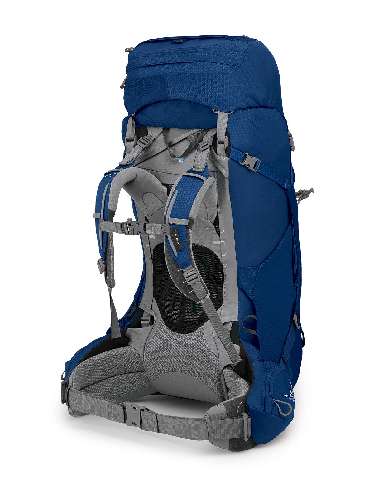 Osprey Ariel 65 Women's Hiking Backpack 65L in Ceramic Blue — back view