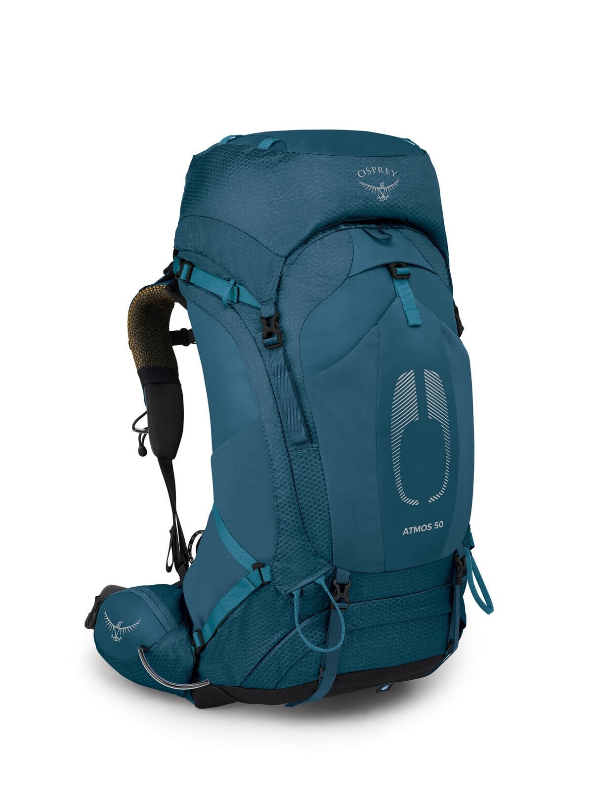 Osprey Atmos AG 50 Backpacking Pack 50L in Venturi Blue — front view