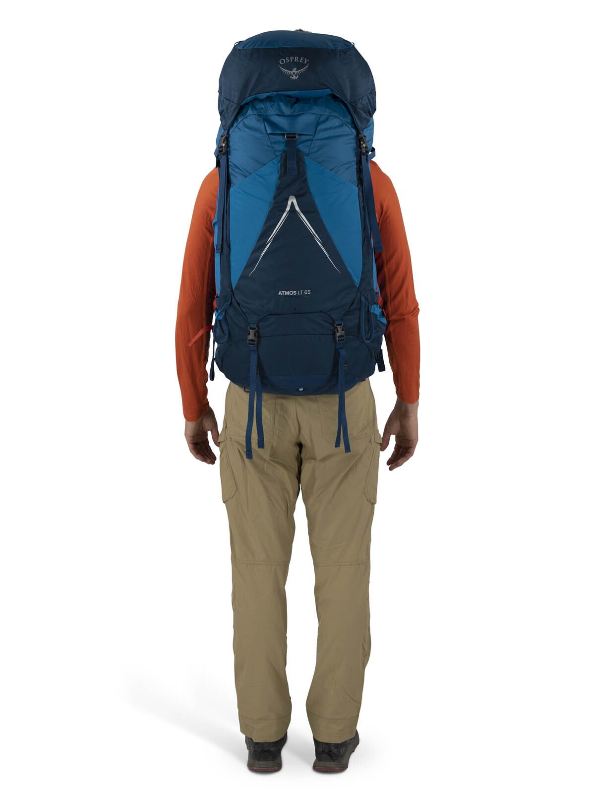 Osprey Atmos AG LT 65 Backpacking Pack 65L in Night Shift/Scoria Blue — lifestyle 4