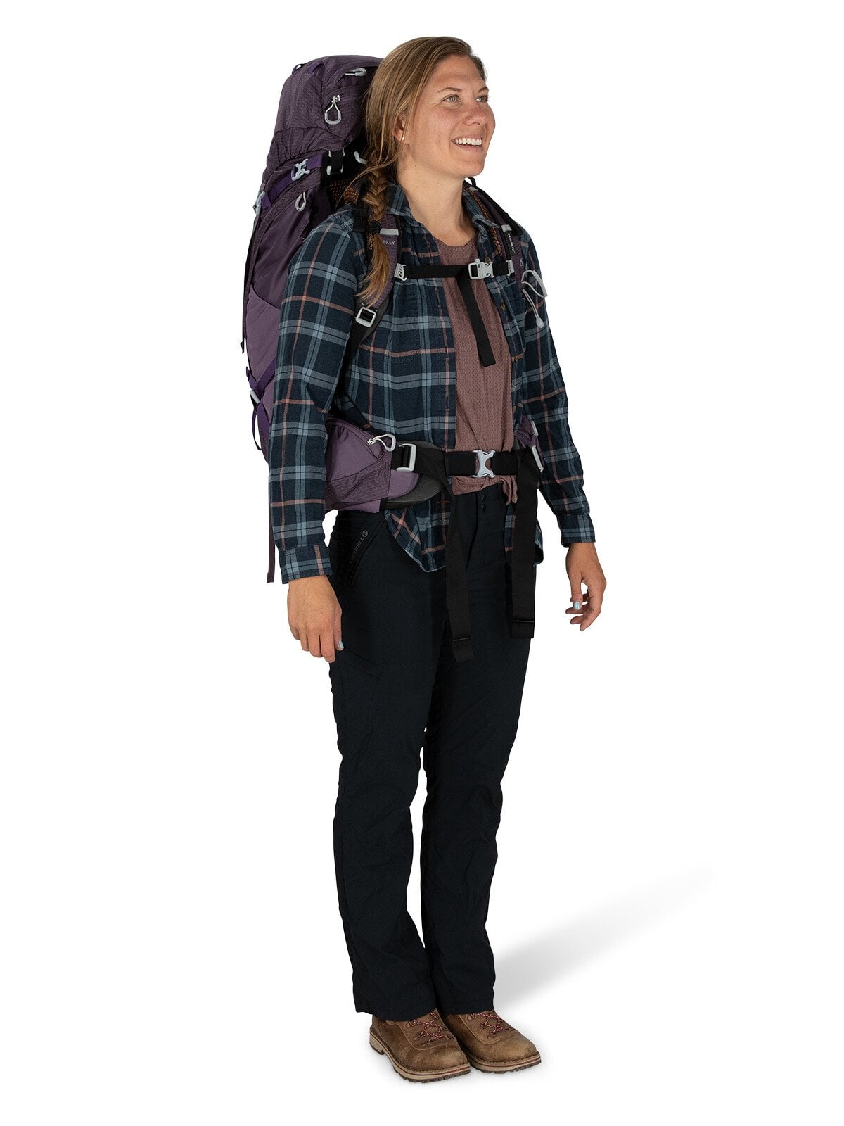 Osprey Aura AG 50 Backpacking Pack 50L in Enchantment Purple — lifestyle