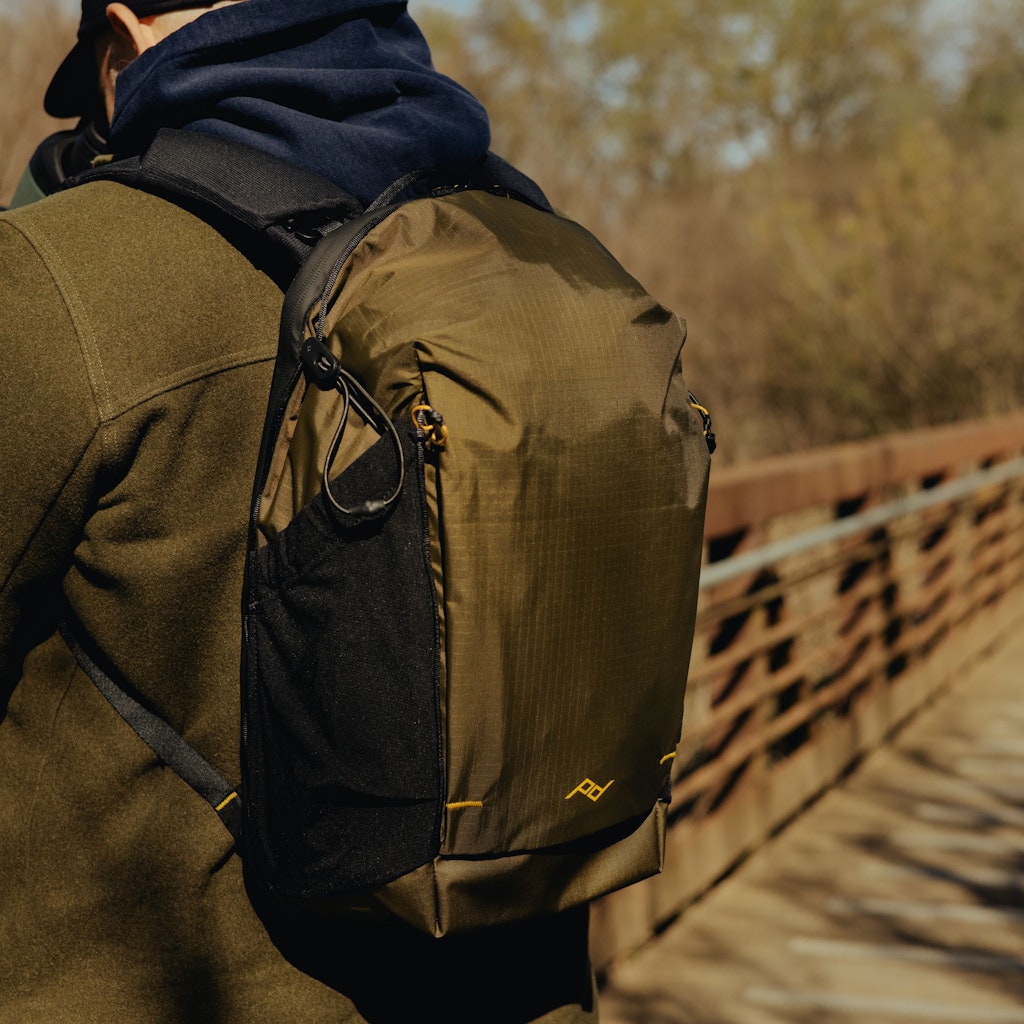 Peak Design Outdoor Backpack Zip 18L in Kelp — lifestyle # color_Kelp