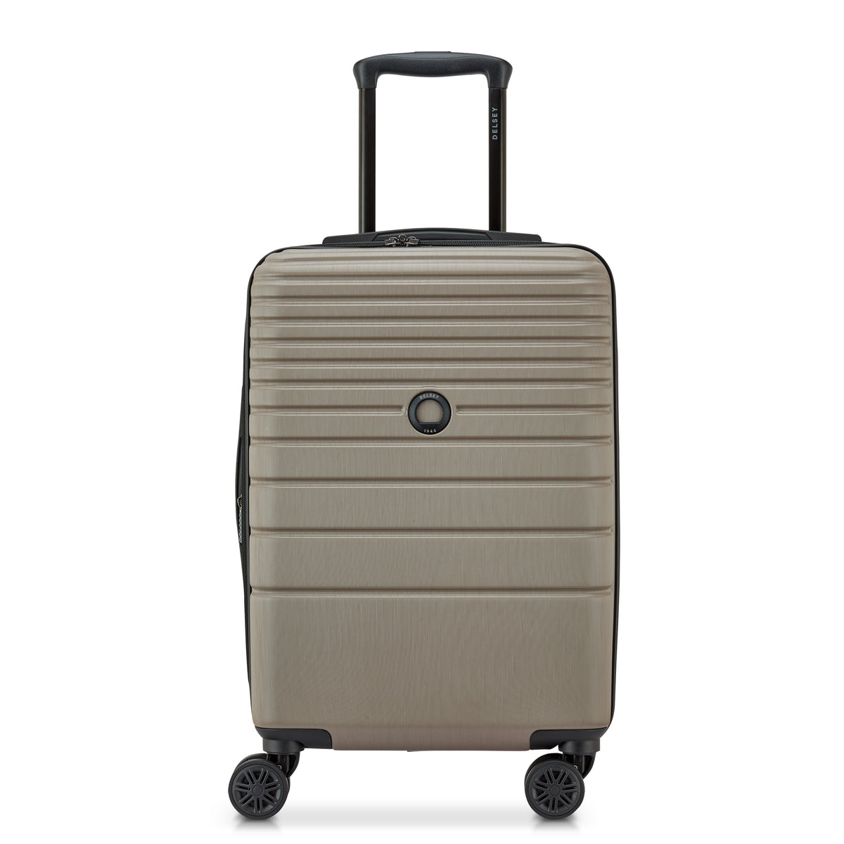 Delsey Cosmique Carry-On Plus Expandable Spinner in Beige — front view