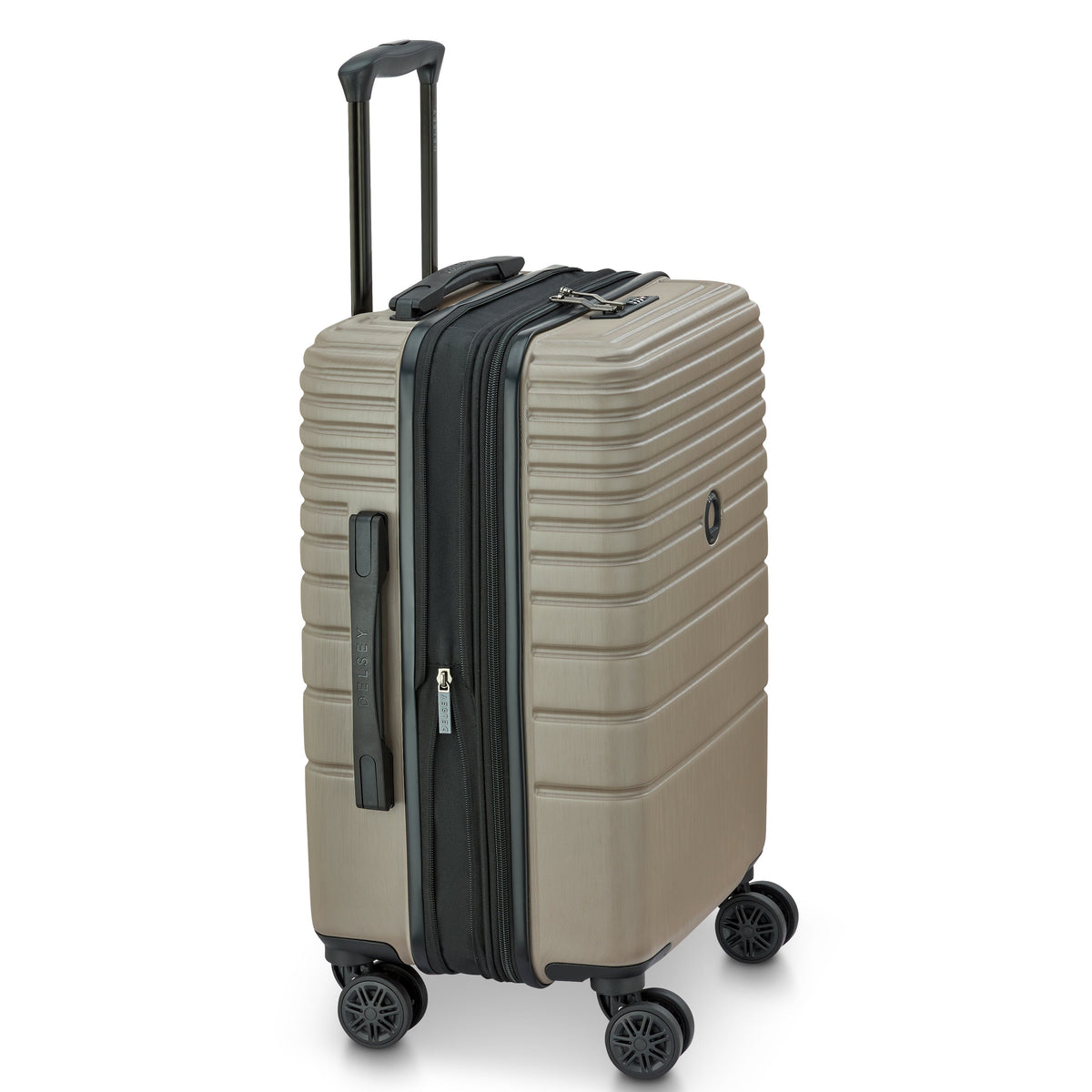 Delsey Cosmique Carry-On Plus Expandable Spinner in Beige — angle view 3