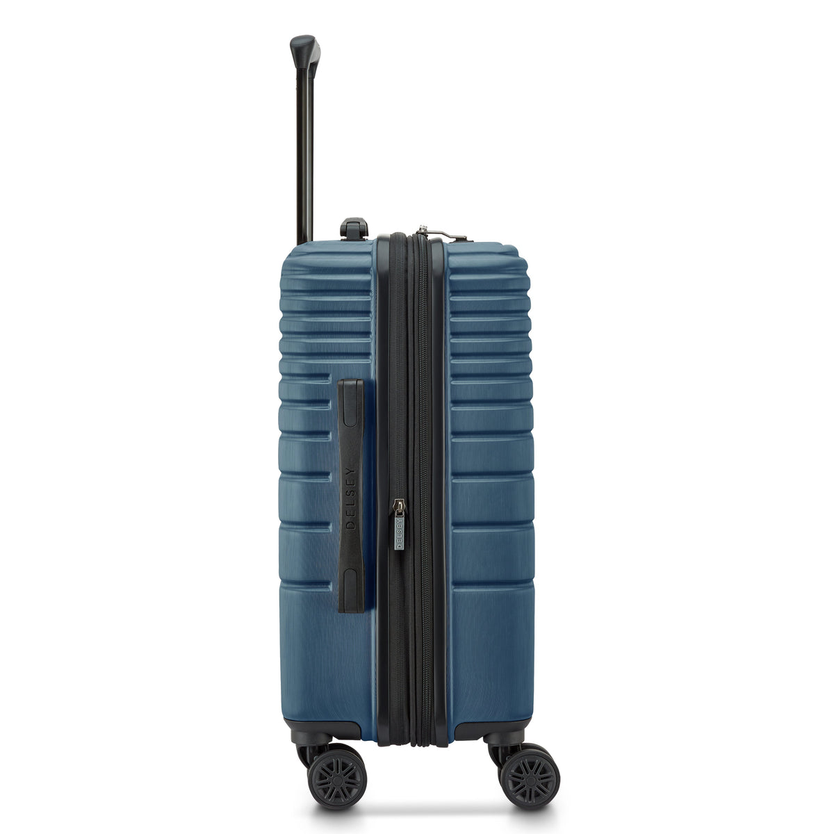 Delsey Cosmique Carry-On Plus Expandable Spinner in Deep Sea Navy — angle view 4