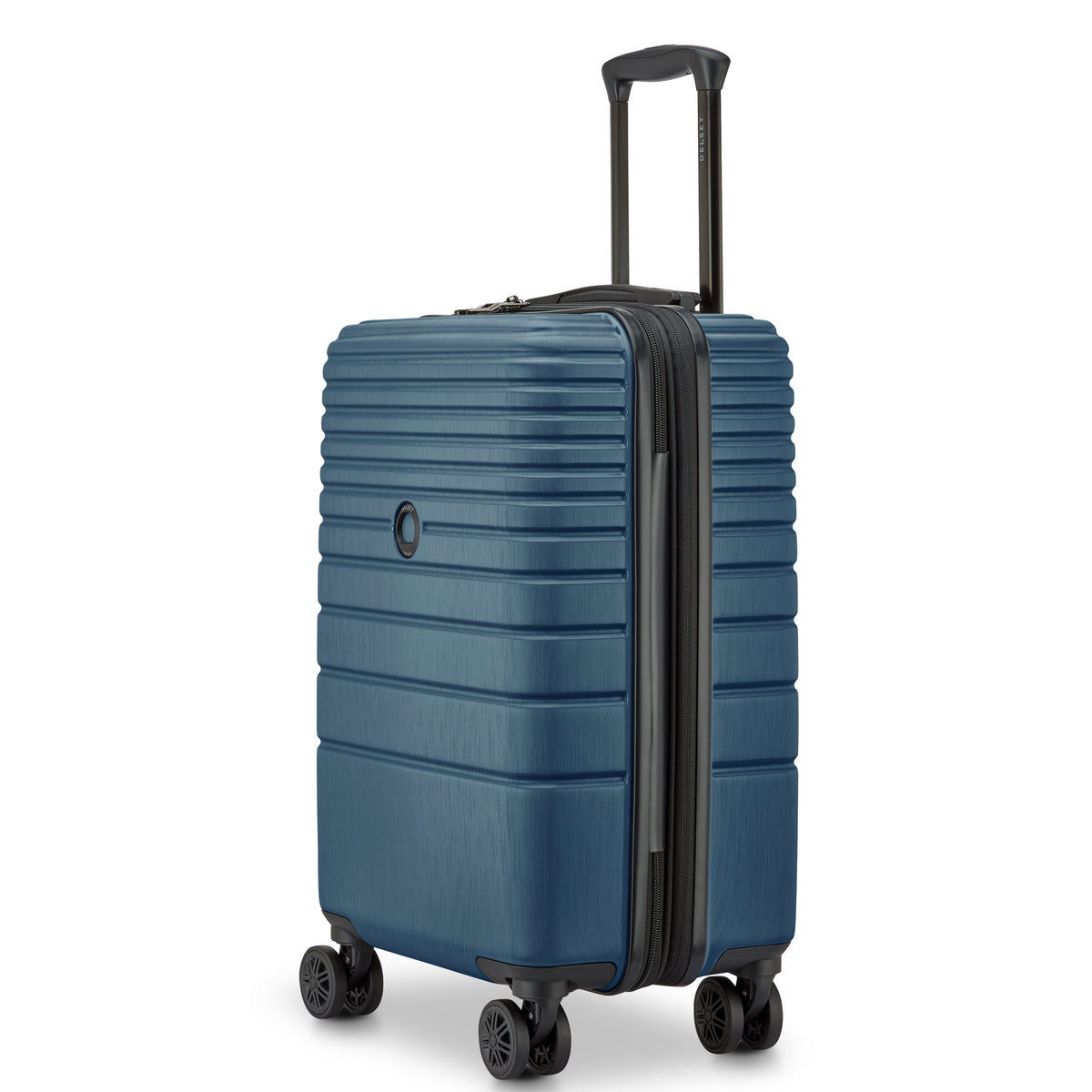 Delsey Cosmique Carry-On Plus Expandable Spinner in Deep Sea Navy — angle view 5