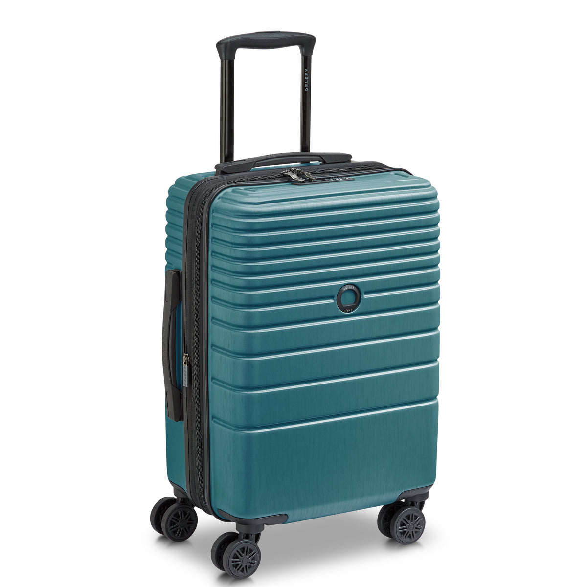 Delsey Cosmique Carry-On Plus Expandable Spinner in Dark Teal — angle view 2