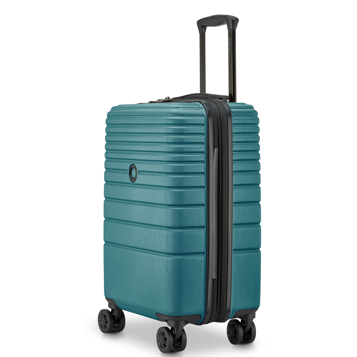 Delsey Cosmique Carry-On Plus Expandable Spinner in Dark Teal — angle view 5