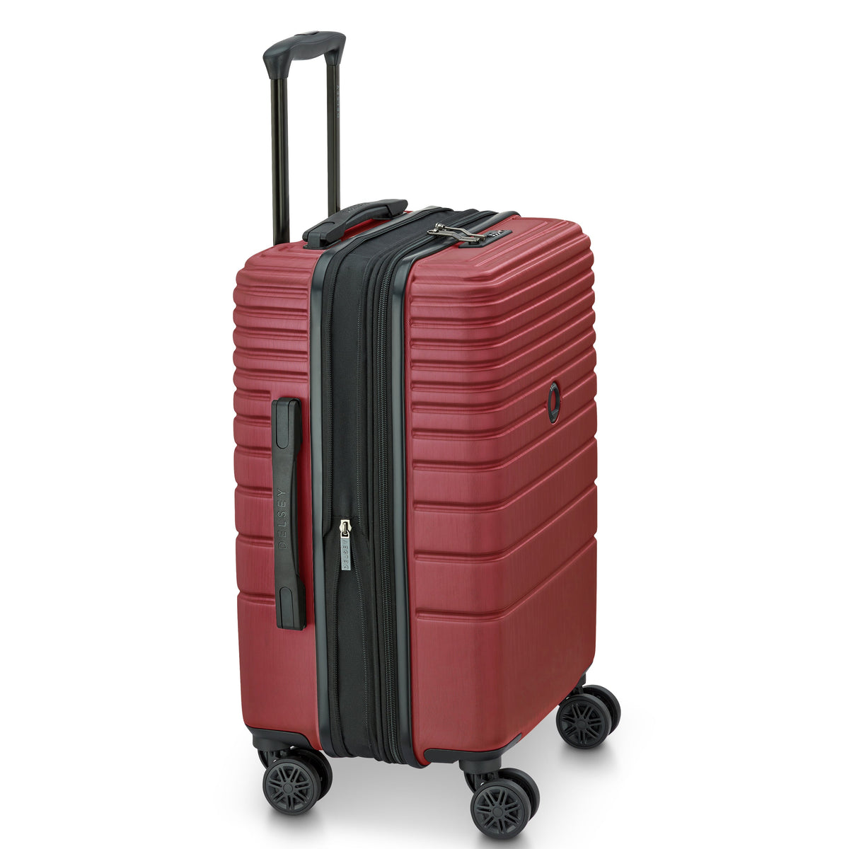 Delsey Cosmique Carry-On Plus Expandable Spinner in Syrah Red — angle view 3