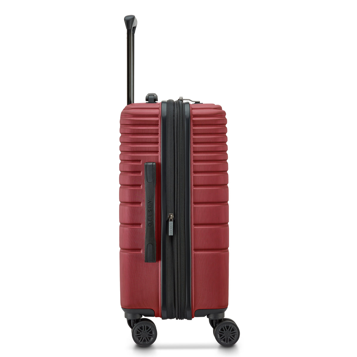 Delsey Cosmique Carry-On Plus Expandable Spinner in Syrah Red — angle view 4