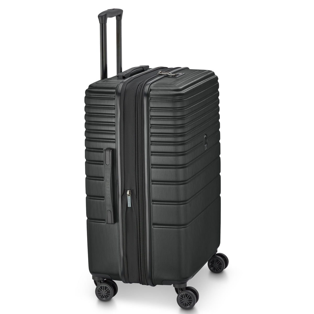 Delsey Cosmique Medium Expandable Spinner in Black — angle view 3