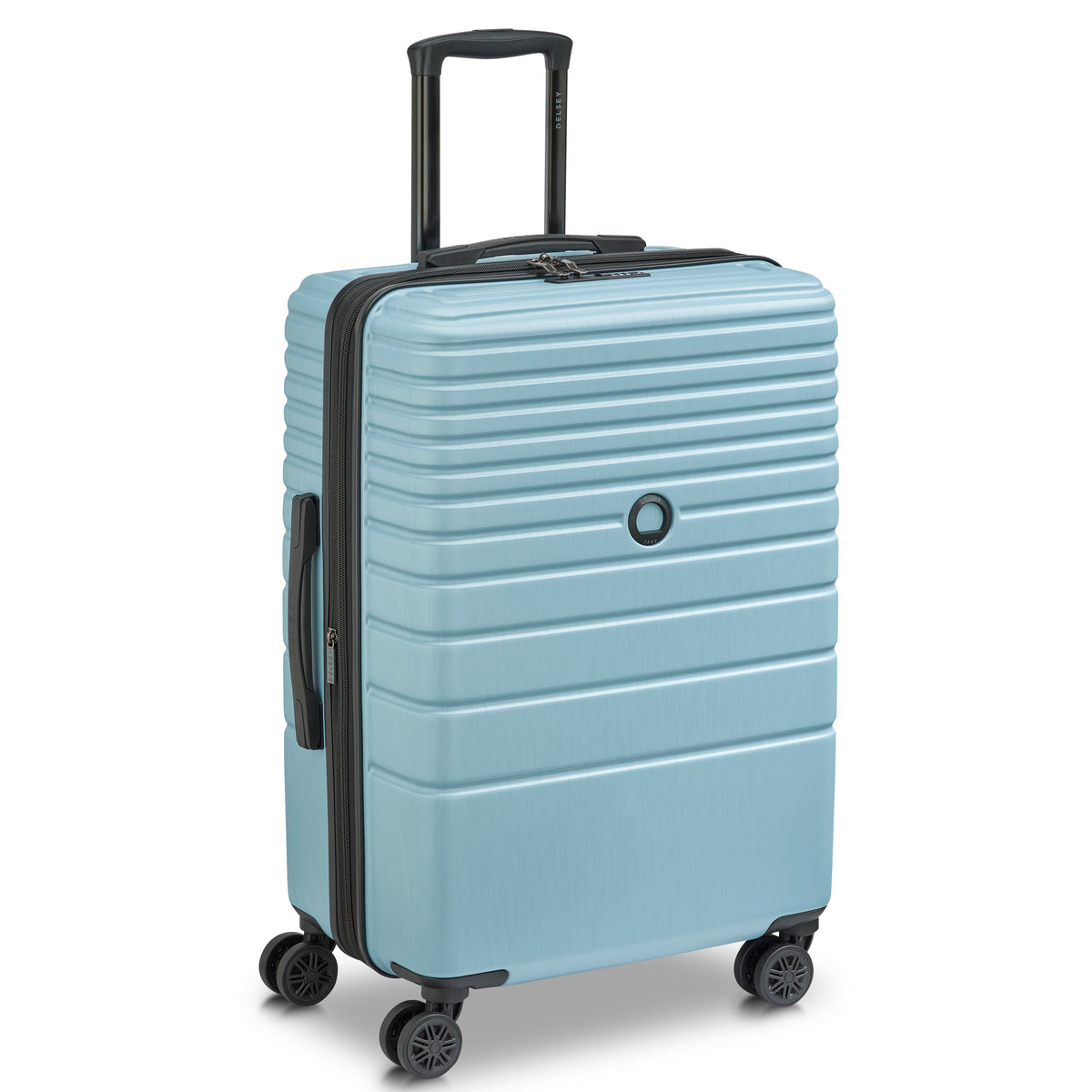 Delsey Cosmique Medium Expandable Spinner in Light Blue — angle view 2