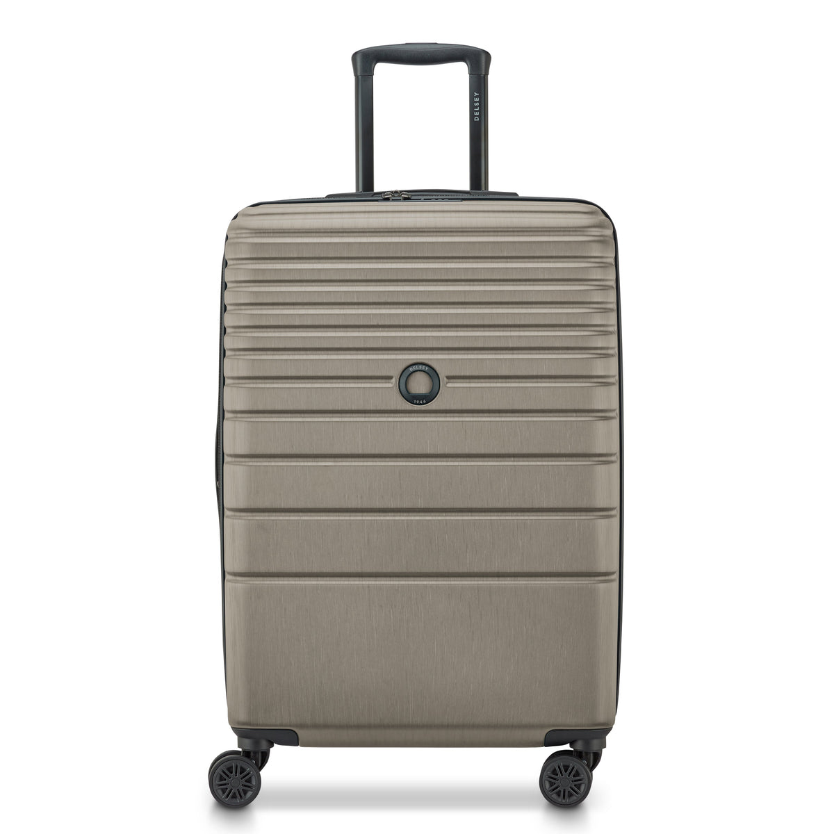 Delsey Cosmique Medium Expandable Spinner in Beige — front view