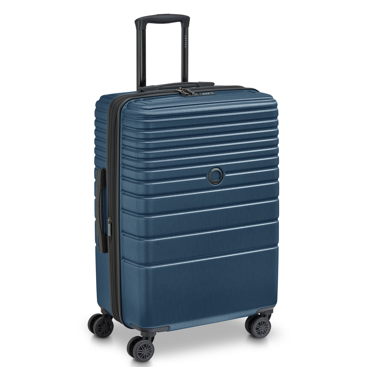 Delsey Cosmique Medium Expandable Spinner in Deep Sea Navy — angle view 2